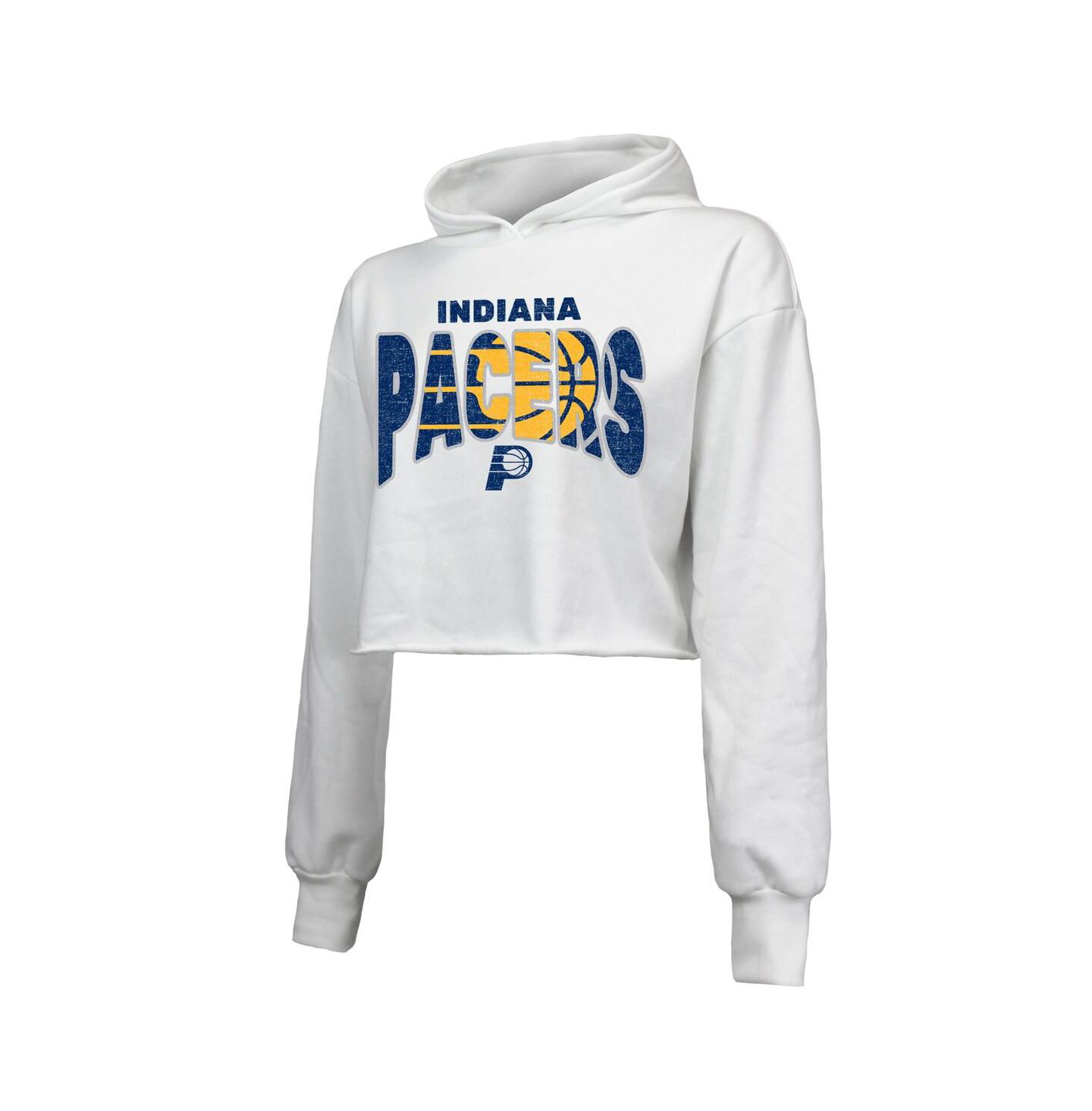 Женское худи Majestic White Indiana Pacers Tri-Blend Cropped Pullover — фото 2