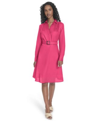 Calvin Klein - Women's V-Neck Long-Sleeve A-Line Dress