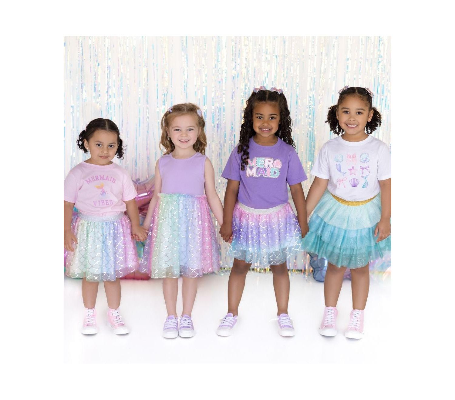 Little and Big Girls Rainbow Mermaid Tutu Skirt
