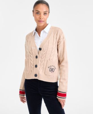 Tommy Hilfiger - Women's Cable-Knit Varsity Cardigan