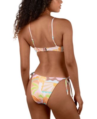 Hurley Juniors Vacay Dreams Bralette Bikini Top Side Tie Bottoms In Multi