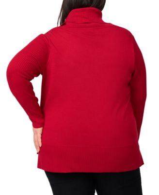 Plus Size Cowlneck High-Low Sweater
