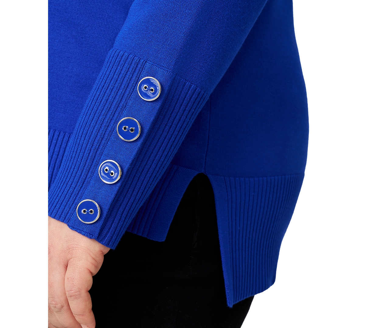 Melissa Paige Plus Button-Cuff Boat-Beck Sweater