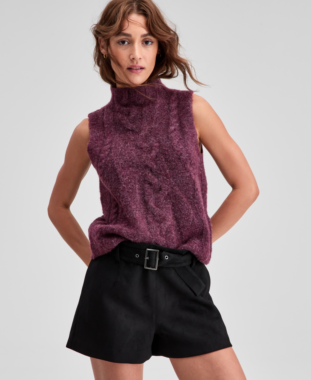 And Now This Women's Cable-knit Tank, Exclusively At Macy's In Burgundy