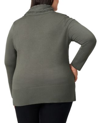 Plus Size Ribbed-Hem Cowl-Neck Sweater