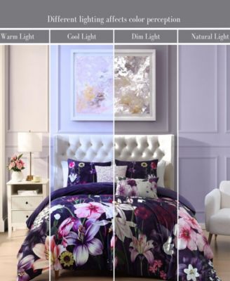 Morning Glory Bedding 100% Cotton Sateen 5 Piece King Size Reversible Comforter Set