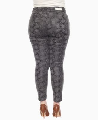 Plus Size Faux Suede Snake Print Pants