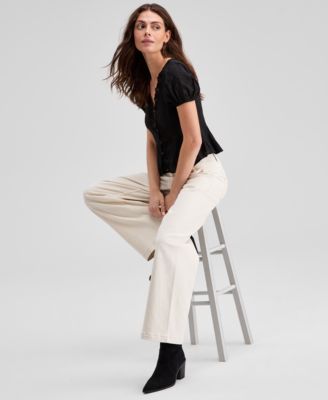 Women's Fitted Pleat-Detail Lace Blouse, Exclusively at Macy's