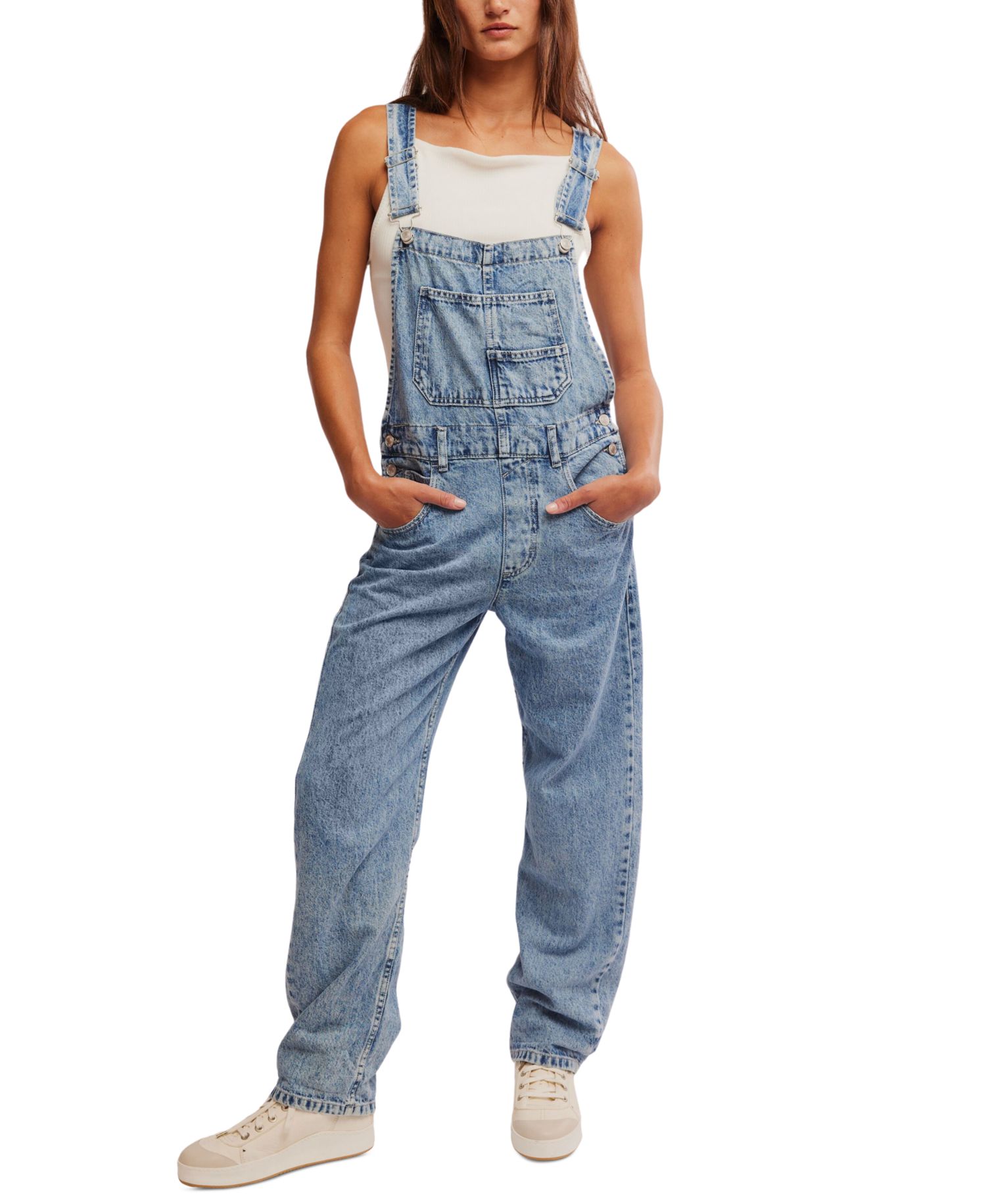 We The Free Ziggy Cotton Denim Overalls