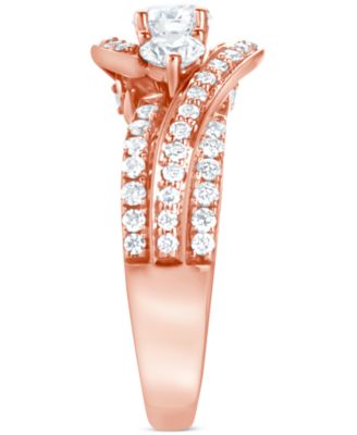 Diamond Three Stone Swirl Engagement Ring (1-3/8 ct. t.w.) in 14k Rose Gold