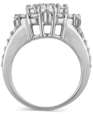 Diamond Halo Cluster Oval Ring (4 ct. t.w.) in 14k White Gold