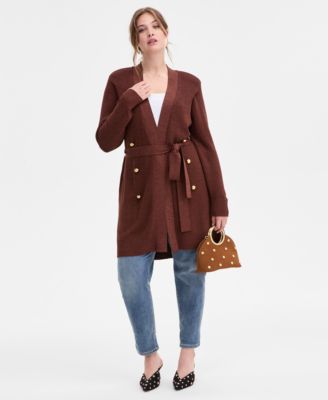 Plus Size Metallic Double-Breasted Cardigan, Created for Macy's