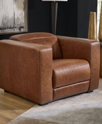 Austin 42" Chestnut Leather Power Recliner with Power Headrest