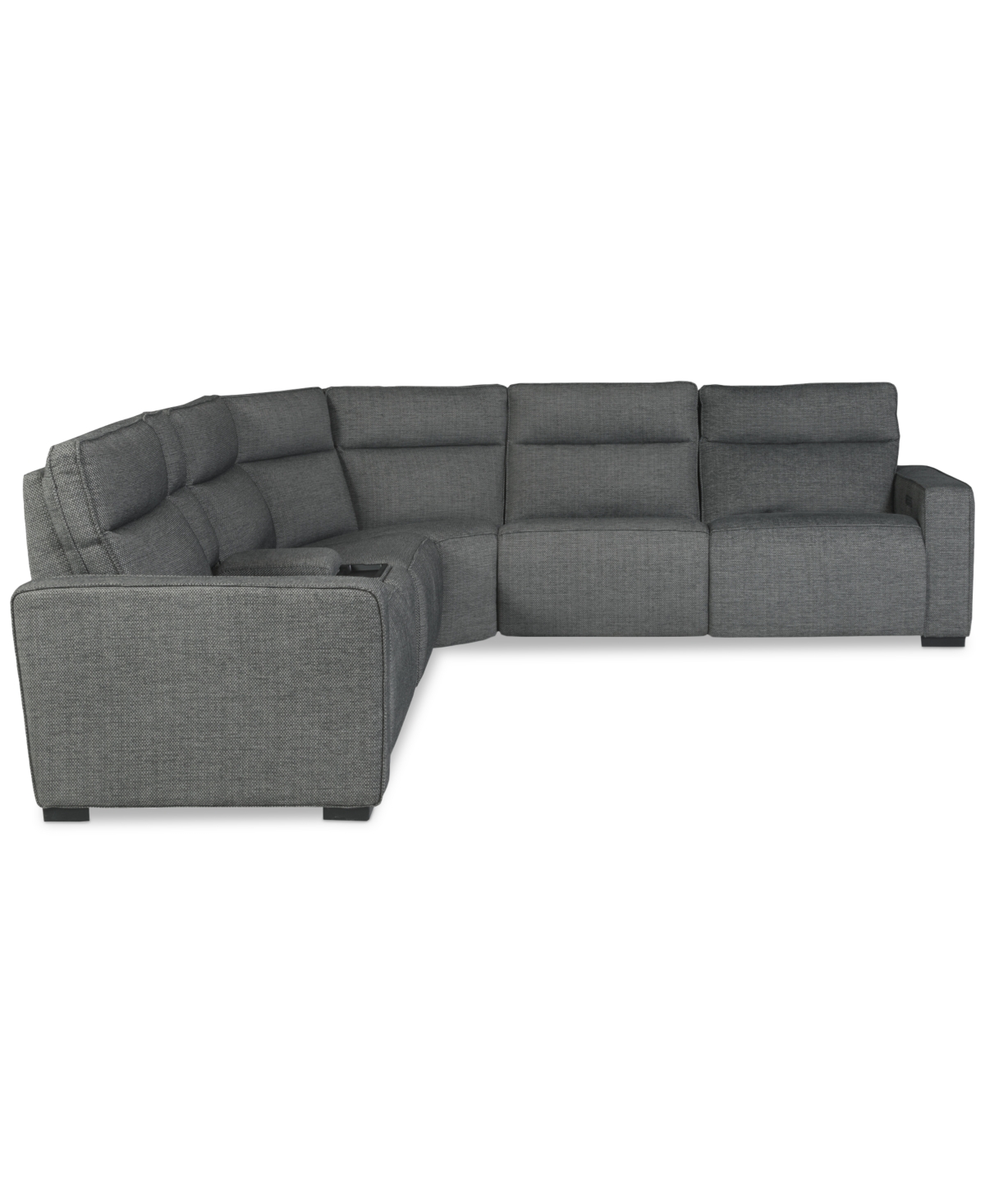 Macy's Miren 6-pc. Fabric Sectional With 3 Power Headrest Recliners With Console, Exclusively At  In Gray