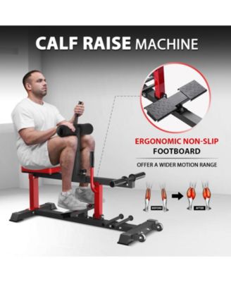 Adjustable Seated Calf Raise Machine - Home Gym Leg Trainer with Band Pegs & Weight Plate Loading  Red)