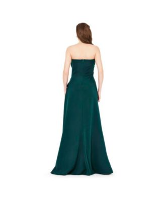 Women's Hand Embellished Strapless Pleated Gown
