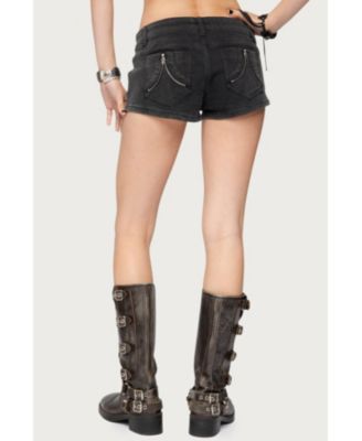 Womens Syra Zipper Low Rise Denim Shorts