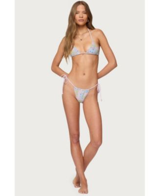 Women's Patchwork String Bikini Bottom