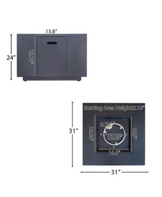 Outdoor Patio Propane Fire Pit 24'' H x 33'' W Square Iron Gas-burning Fire Pit - 50,000 BTU, Tank in side, Dark Grey