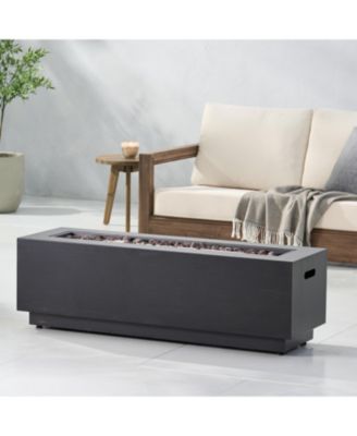 40" Outdoor 50,000 BTU Rectangular Iron Propane Fire Pit, Dark Grey (Tank Cover not Included)