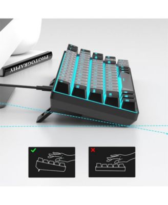 Portable 60% Mechanical Gaming Keyboard,Backlit Compact 68 Keys Mini Wired Office Keyboard with Blue Switch - Grey/Black