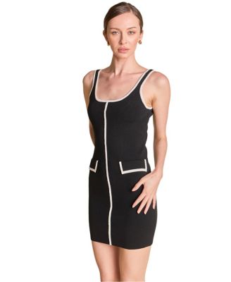 Women's Contrast Square Neck Mini Knit Dress