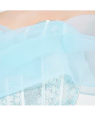 Women's Off-The-Shoulder Corset Detail Brocade Gown