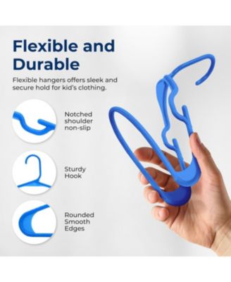 20 Pcs. Non-Slip Plastic Kids Hangers - Durable and Space-Saving Closet Organizers for Infants, Toddlers, and Kids' Clothing (Blue)