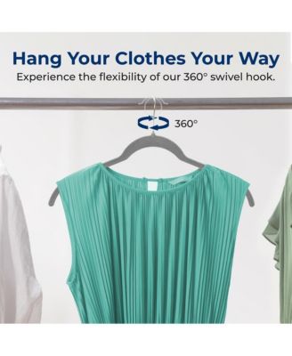 100-Piece Velvet Shirt Hangers - Non-Slip, Sturdy, Space Saving and Heavy Duty Coat Set with 360&amp;#xB0; Swivel Hook for Clothes (Grey