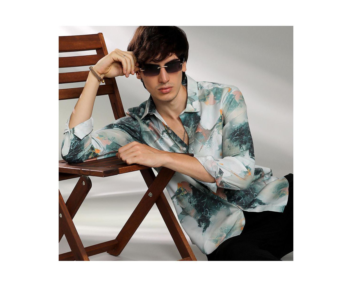 Men's Jungle Green Faded Bloom Shirt