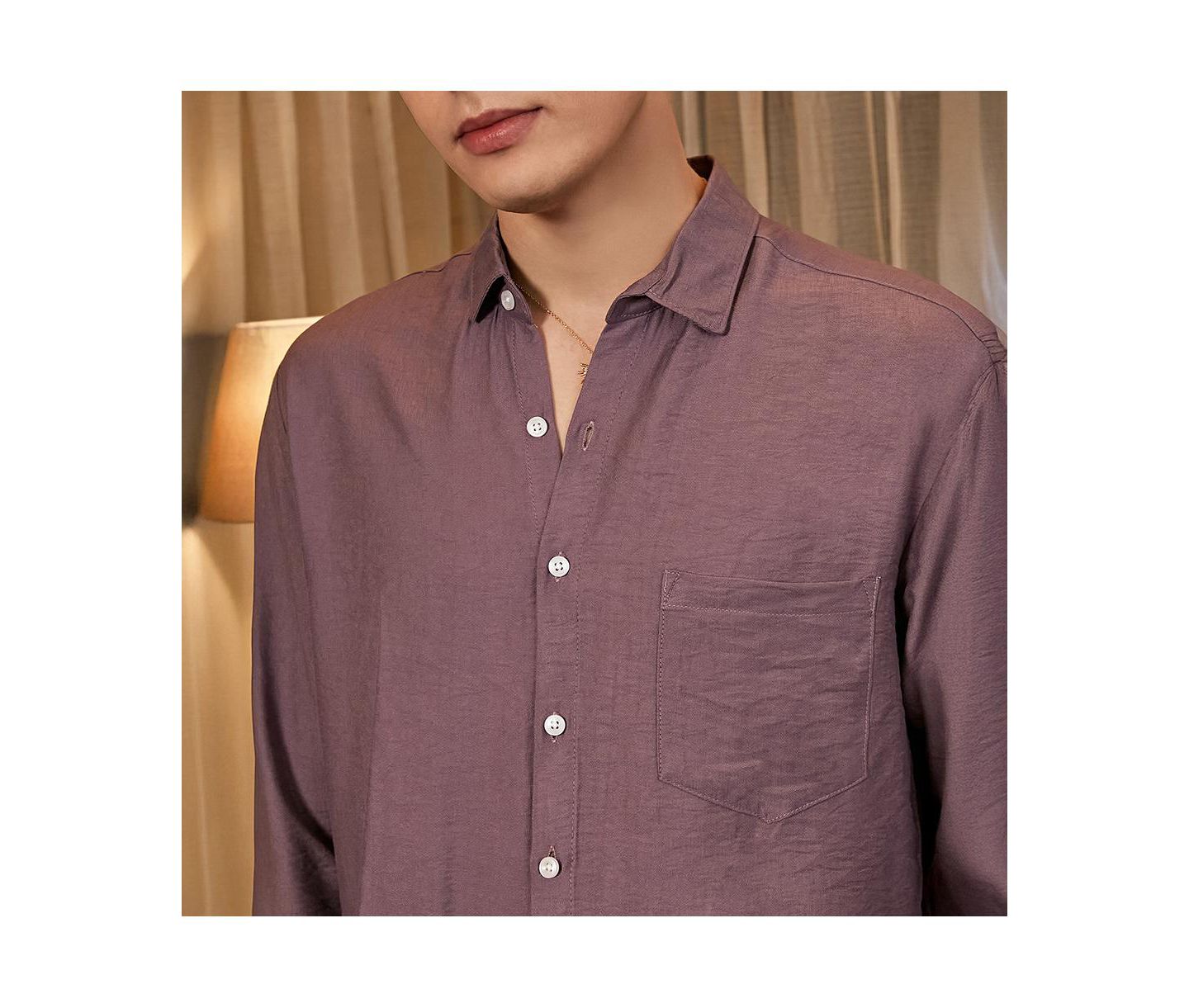 Мужская рубашка Cahoot Campus Sutra Grape Purple Breezy Wrinked Relaxed, цвет: Фиолетовый — фото 6