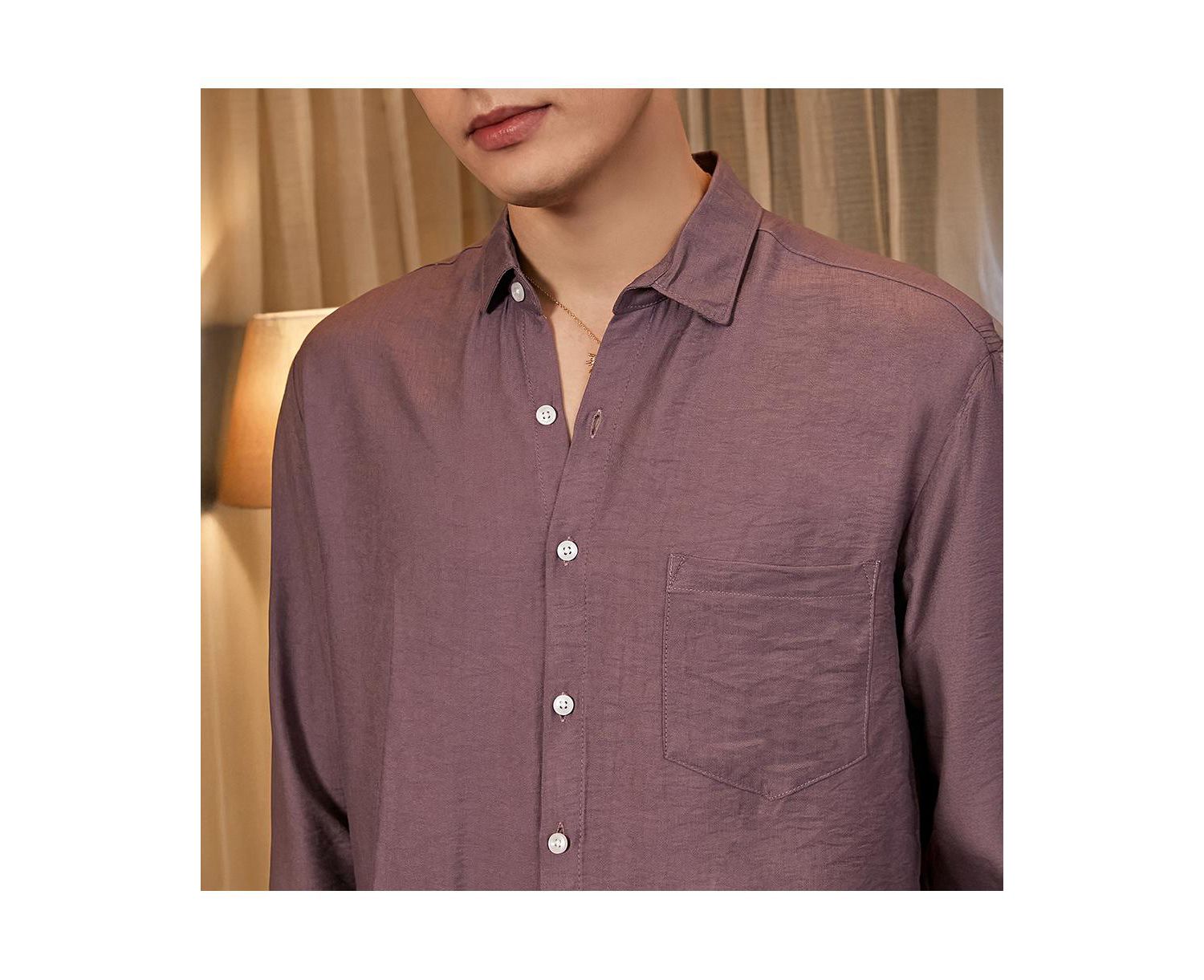 Men's Grape Purple Breezy Wrinked Relaxed Shirt