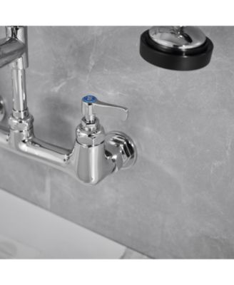 Commercial Restaurant Pull Down 2-Handle Wall Mount Pre-Rinse Spray Utility Kitchen Faucet in Polished Chrome