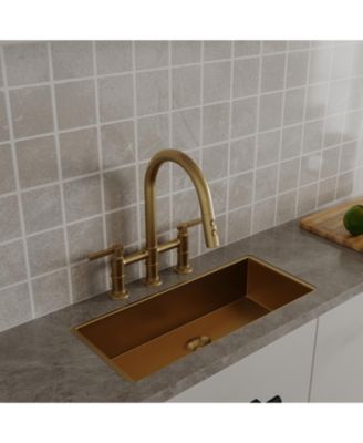 Modern Double Handle  2-Sprayer Patterns and 360 Swivel Spout 3 Holes Deck Mount Bridge Kitchen Faucet