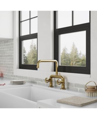 2-Handle 2 Holes Deck Mount Modern Kitchen Faucet With 360 ° Swivel Spout