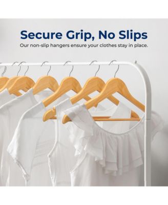 80-Pack Solid Wooden Hangers &amp;#x2013; Heavy Duty Natural Wood with 360&amp;#xB0; Swivel Hook, Shoulder Notches &amp; Pants Bar &amp;#x2013; Space-Saving Design for Suits, Jackets, Dresses, Shirts &amp; More