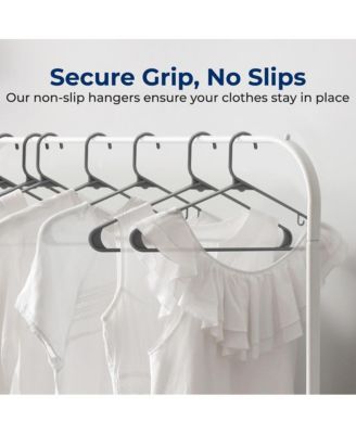 10 Pcs. Plastic Hangers - Non-Slip, Sturdy, and Heavy Duty Coat Set with 360&amp;#xB0; Swivel Hook for Clothes (Grey)