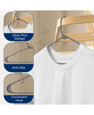 20 Pcs. Plastic Hangers - Non-Slip, Sturdy, and Heavy Duty Coat Set with 360&amp;deg; Swivel Hook for Clothes (Grey)