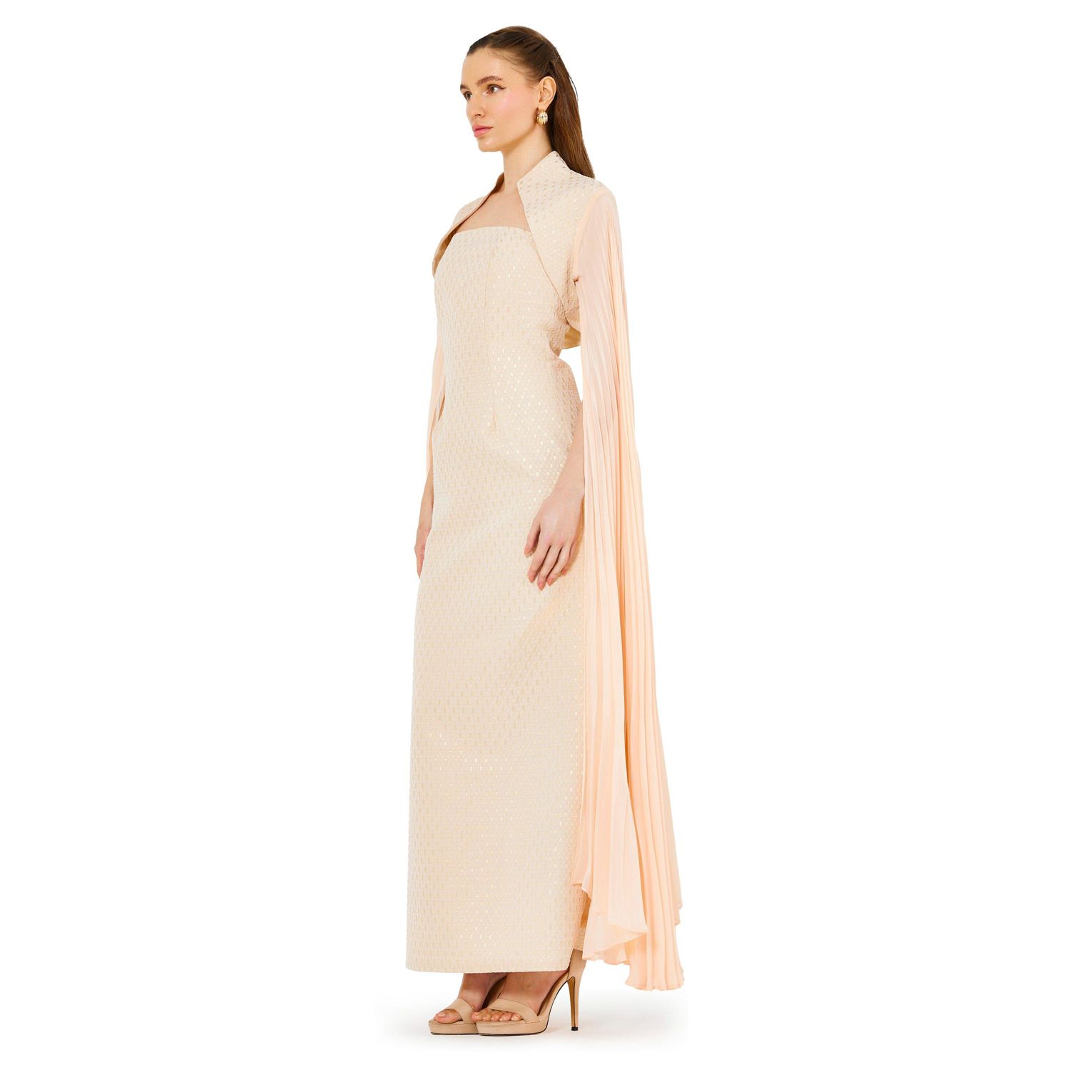 Women's Strapless Column Dress With Detachable Cropped Cape Jacket