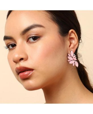 Women's Pink  Embellished Cluster Stud Earrings