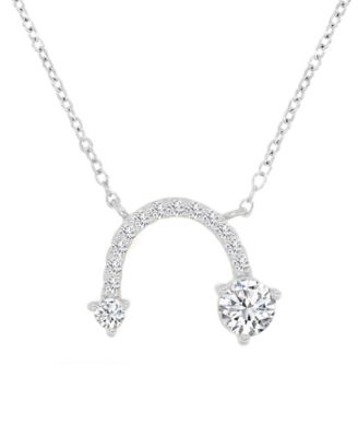 Cubic Zirconia Curved Arrow-Inspired Pendant Necklace in 14k Gold-Plated Sterling Silver (Also Available in Rose Gold & Sterling Silver)
