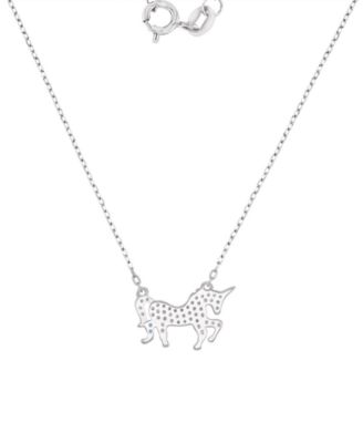 Multicolor Cubic Zirconia Unicorn Pendant Necklace in 14k Gold-Plated Sterling Silver 18"
