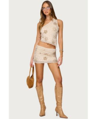 Womens Astrid Beaded Mini Skirt