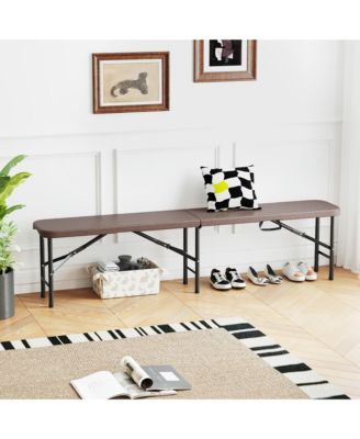 2PCS 6 ft Plastic Folding Bench Portable Fold-in-Half Seat w/ 1320 LBS Capacity