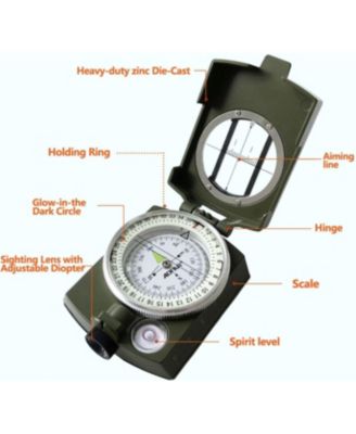 Military Compass,AF-4580 Lensatic Sighting, Waterproof and Shakeproof with Map Measurer Distance Calculator, Pouch for Camping, Hiking