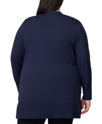 Plus Size Ribbed-Trim High-Low Cardigan Sweater