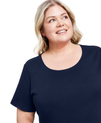 Women's Plus Size Short-Sleeve Scoop-Neck Top, Exclusively at Macy's