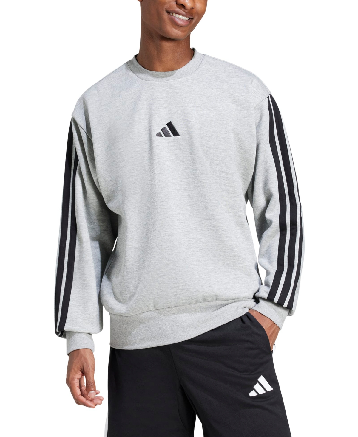 Adidas Originals Men's Essentials 3-stripes Fleece Sweatshirt In Gray