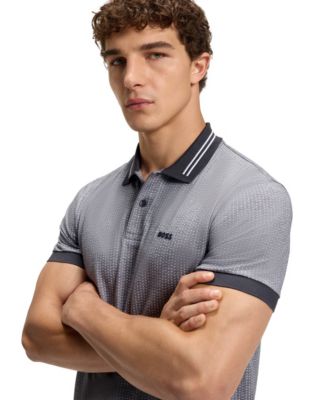 Men's Cotton-Piqu&eacute; Dot Print Polo Shirt