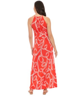 Women's Printed Jersey Halter-Neck Maxi Dress